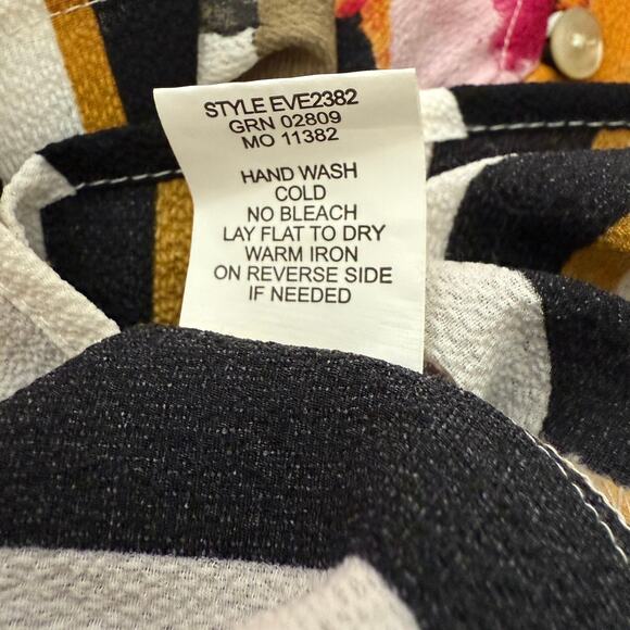 Fig & Flower Striped Floral Blouse | Mixed Print Boho Top | Size Small - Picture 6 of 12